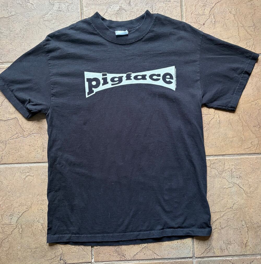 Vintage 1997 Pigface Band T-Shirt Black Graphic Tee Licensed Tour Shirt Adult M